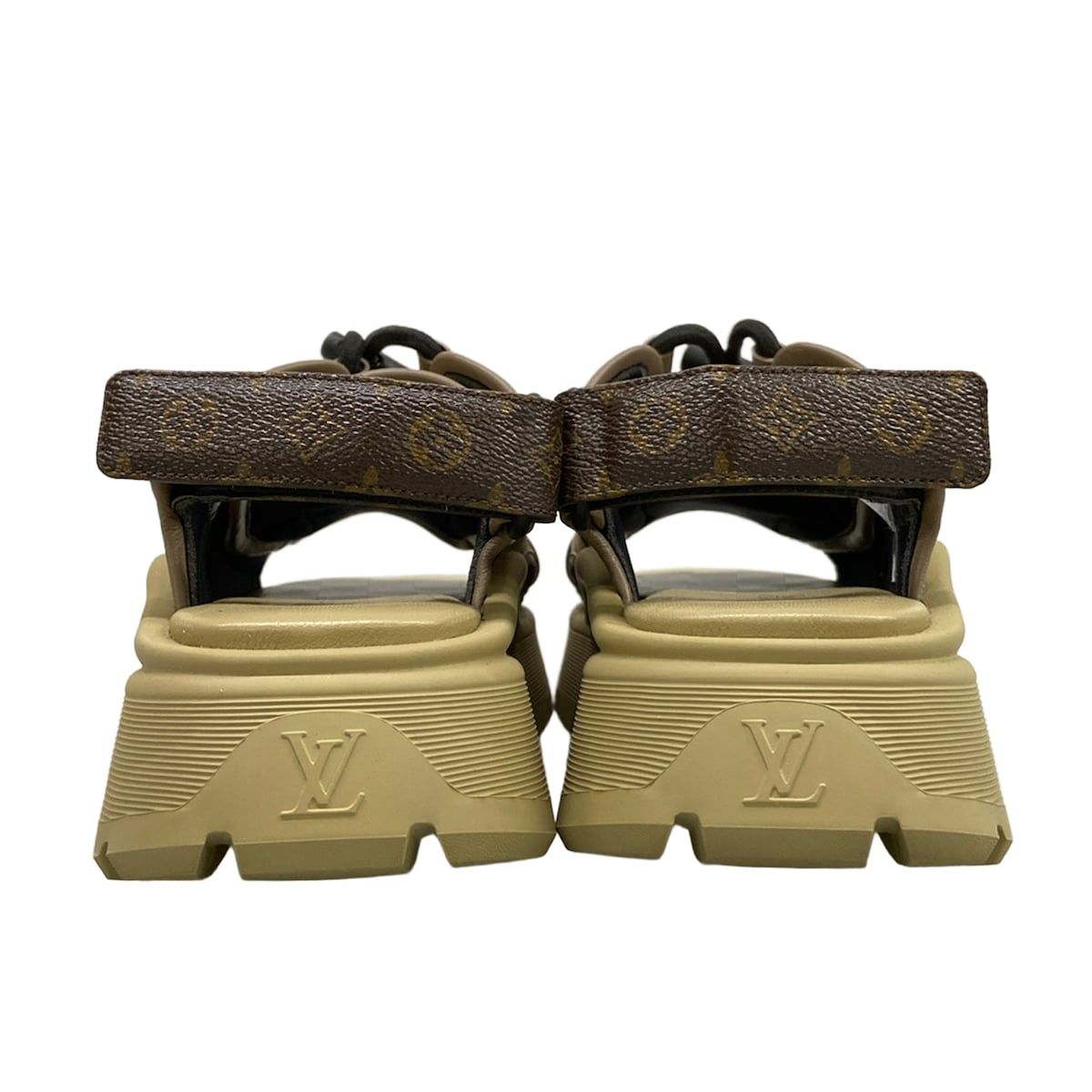 Louis Vuitton Sandals 36 Chameleon Hazelnut Brown Monogram Pattern Leather — view 6