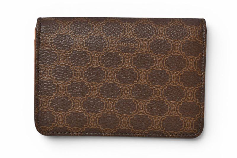 Celine Card Case Business Holder Macadam Leather Brown