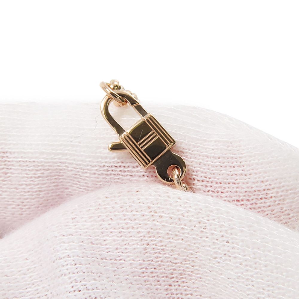 Hermes Necklace Kelly Clochette PM Diamond Total 18k Pink Gold Pendant — view 9