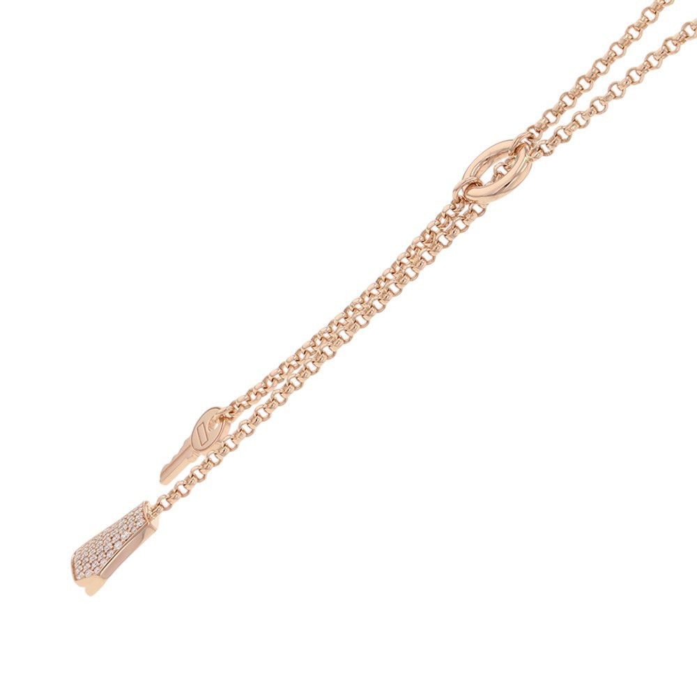 Hermes Necklace Kelly Clochette PM Diamond Total 18k Pink Gold Pendant — view 2