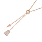 Hermes Necklace Kelly Clochette PM Diamond Total 18k Pink Gold Pendant