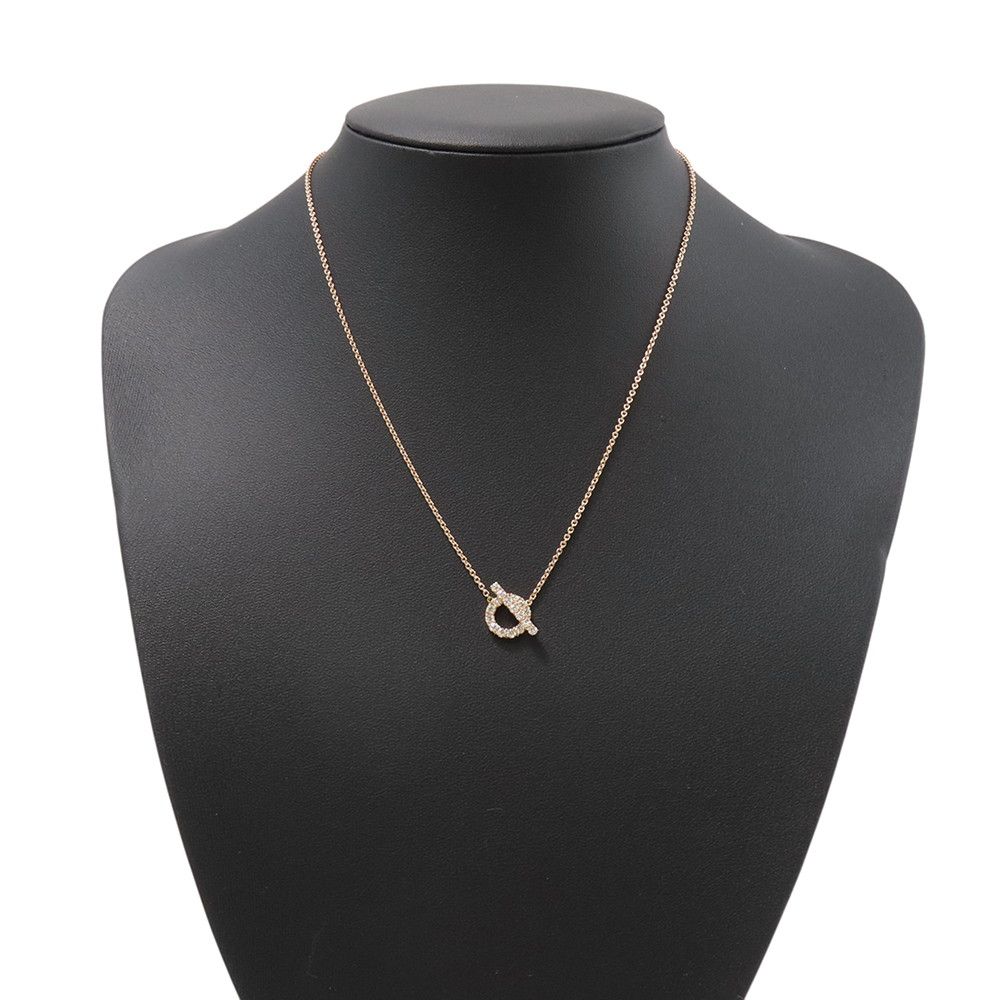 Hermes Necklace Finesse Pendant Diamond Total 18k Pink Gold — view 4