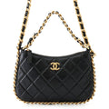 Chanel Chain Shoulder Bag Quilted CC Logo Lambskin Black