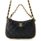 Chanel Chain Shoulder Bag Quilted CC Logo Lambskin Black
