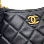 Chanel Chain Shoulder Bag Quilted CC Logo Lambskin Black — view 8