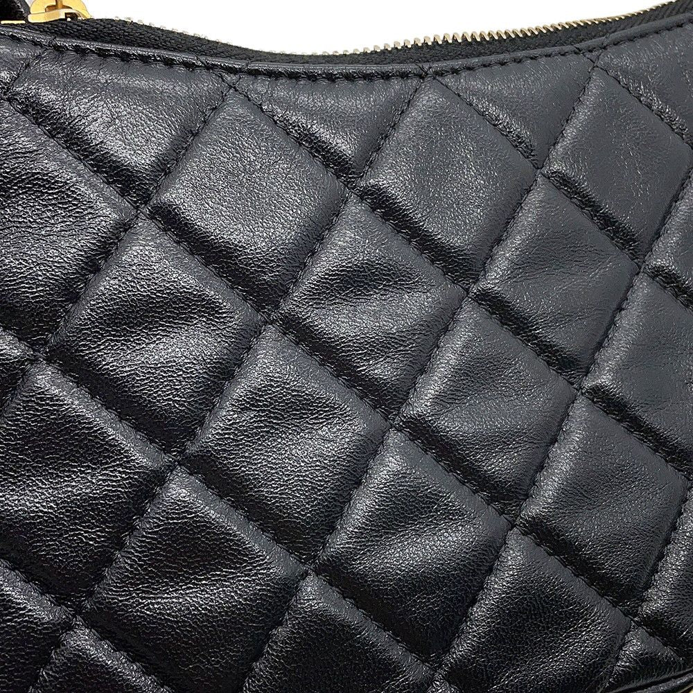 Chanel Chain Shoulder Bag Quilted CC Logo Lambskin Black — view 9