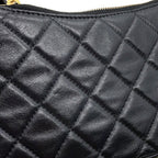 Chanel Chain Shoulder Bag Quilted CC Logo Lambskin Black — view 9