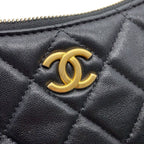 Chanel Chain Shoulder Bag Quilted CC Logo Lambskin Black — view 7