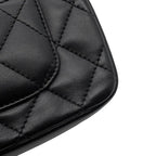 Chanel Chain Shoulder Bag Mini Quilted CC Logo Lambskin Black — view 8