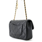 Chanel Chain Shoulder Bag Mini Quilted CC Logo Lambskin Black — view 2