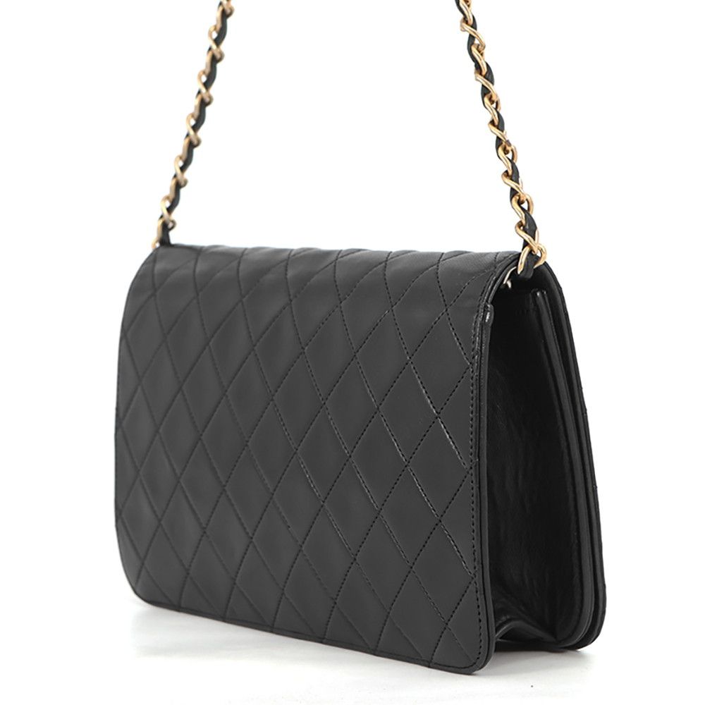 Chanel Chain Shoulder Bag Quilted CC Logo Lambskin Black — view 2