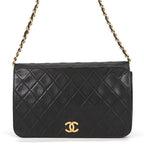 Chanel Chain Shoulder Bag Quilted CC Logo Lambskin Black