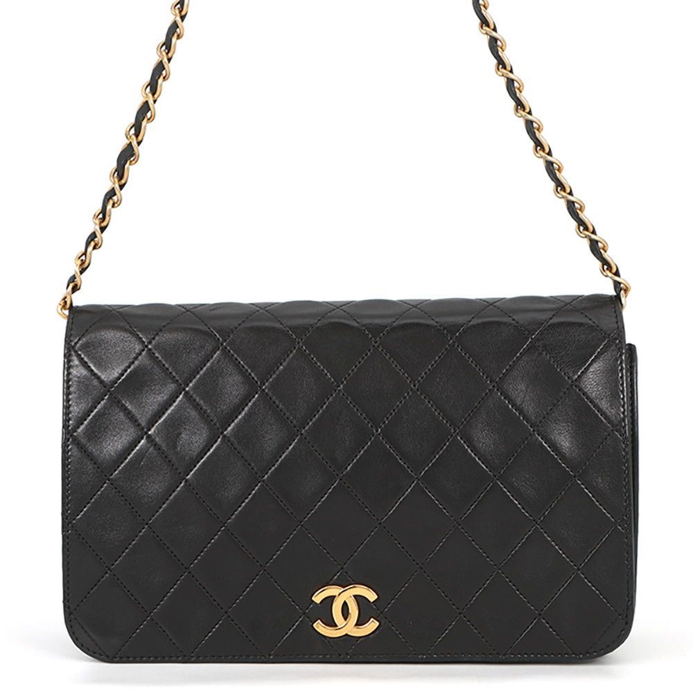 Chanel Chain Shoulder Bag Quilted CC Logo Lambskin Black