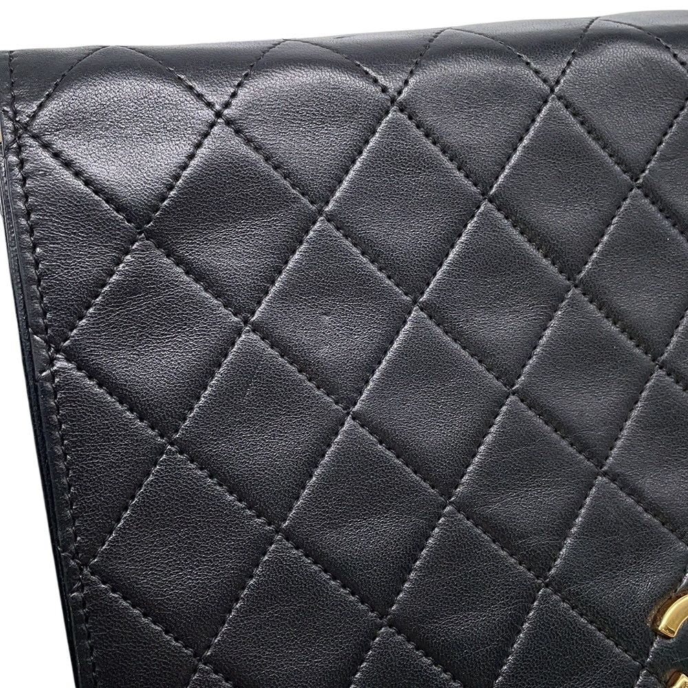 Chanel Chain Shoulder Bag Quilted CC Logo Lambskin Black — view 7