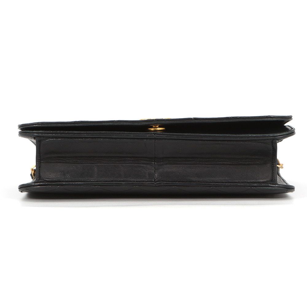Chanel Chain Shoulder Bag Quilted CC Logo Lambskin Black — view 3