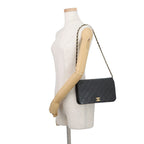 Chanel Chain Shoulder Bag Quilted CC Logo Lambskin Black — view 4