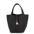 Hermes Handbag Picotin Lock PM Canvas Silver Taurillon Clemence Tote