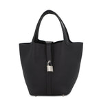 Hermes Handbag Picotin Lock PM Canvas Silver Taurillon Clemence Tote
