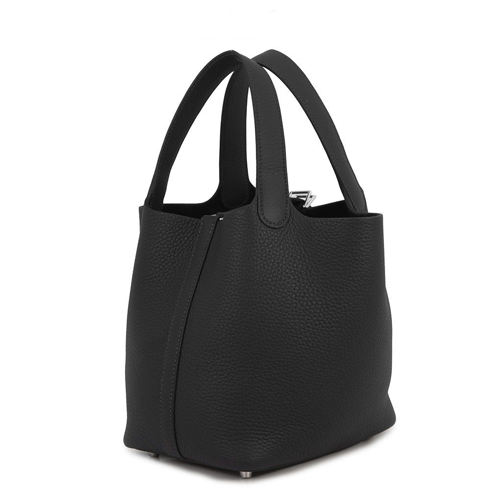 Hermes Handbag Picotin Lock PM Canvas Silver Taurillon Clemence Tote — view 2