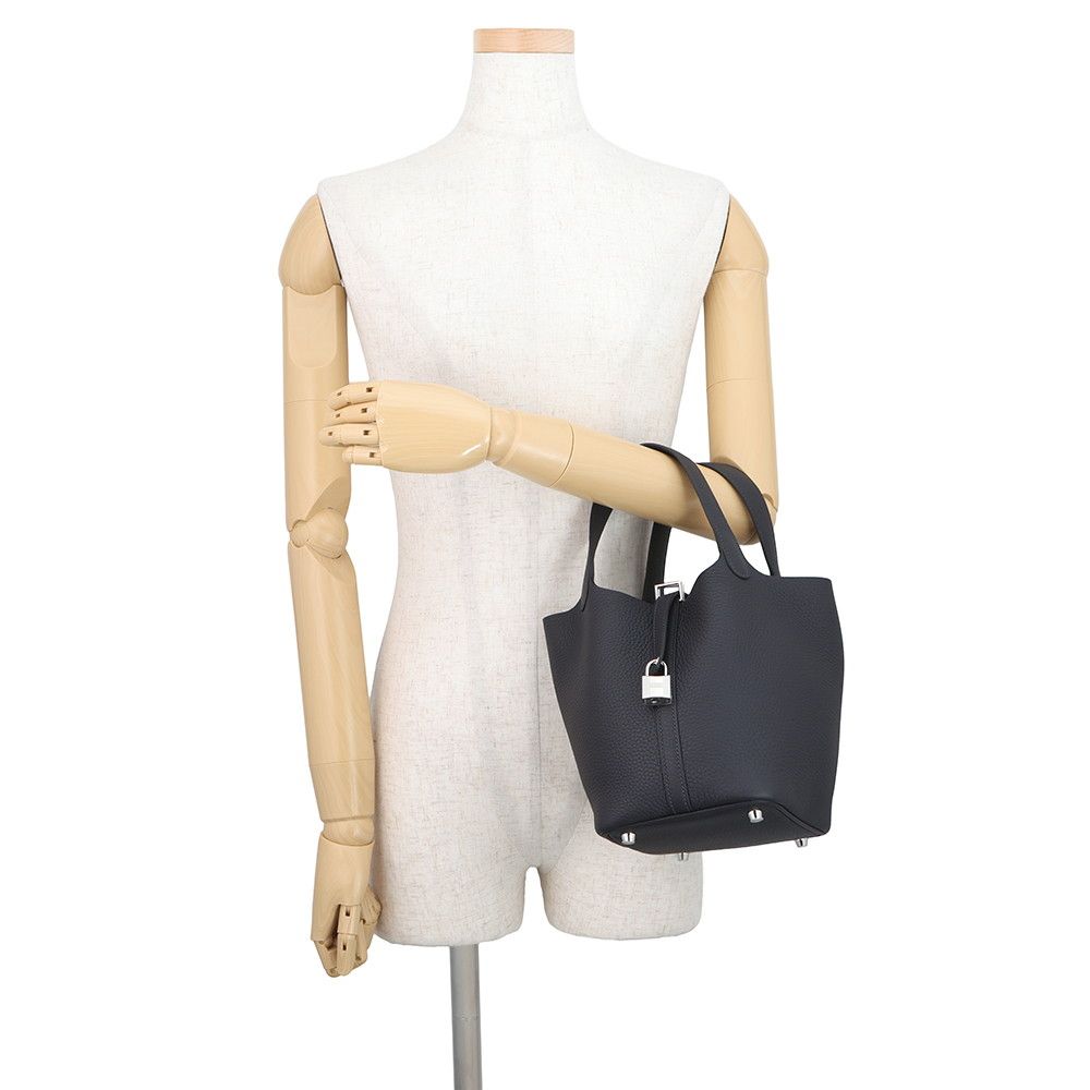 Hermes Handbag Picotin Lock PM Canvas Silver Taurillon Clemence Tote — view 4