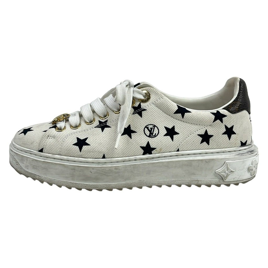 Louis Vuitton Sneakers 35.5 Time Out Line Star Print White Black Brown Monogram