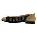 Chanel Flat Shoes 38 C Black Beige CC Logo