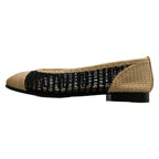 Chanel Flat Shoes 38 C Black Beige CC Logo