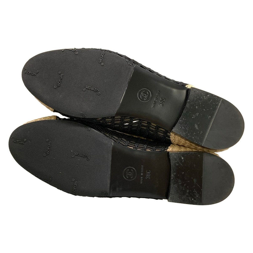 Chanel Flat Shoes 38 C Black Beige CC Logo — view 8