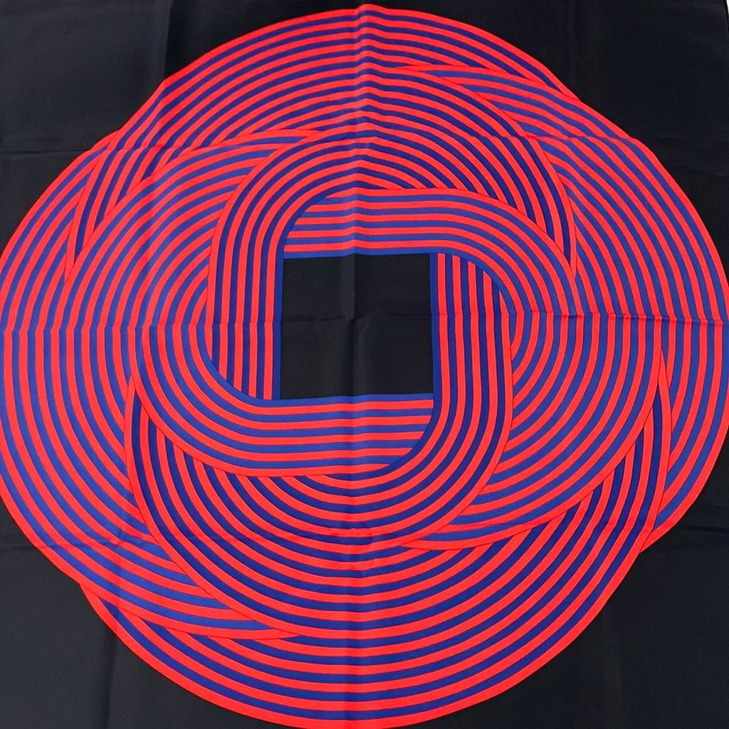Hermes Scarf Carre 90 Black Blue Red Maillons de Joel Stein Maillon Geometric — view 4