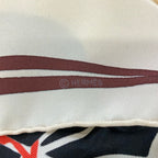 Hermes Scarf Pointie Ivory Orange Multi Caleche Elastique Silk — view 3