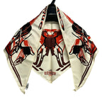 Hermes Scarf Pointie Ivory Orange Multi Caleche Elastique Silk