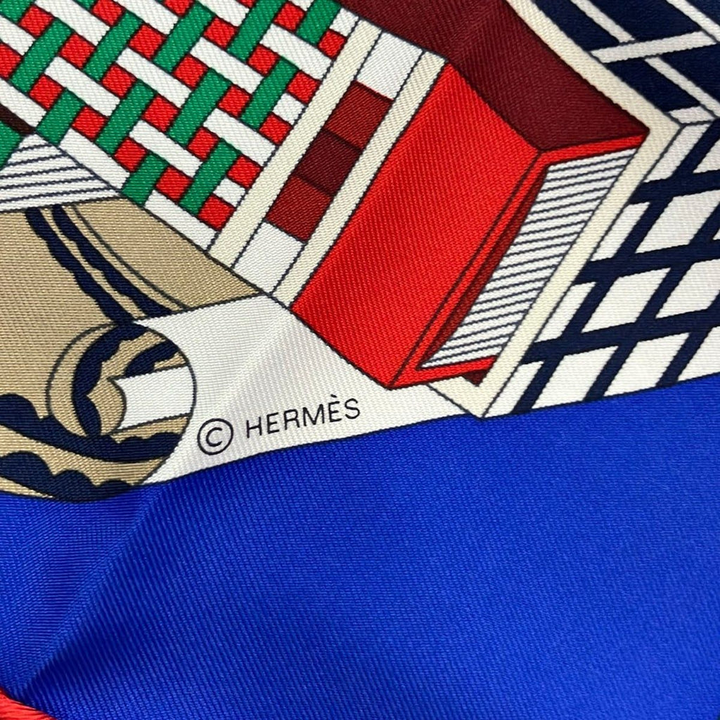 Hermes Scarf Carre 90 Blue Multi les Tresors D'un Artiste Silk — view 2