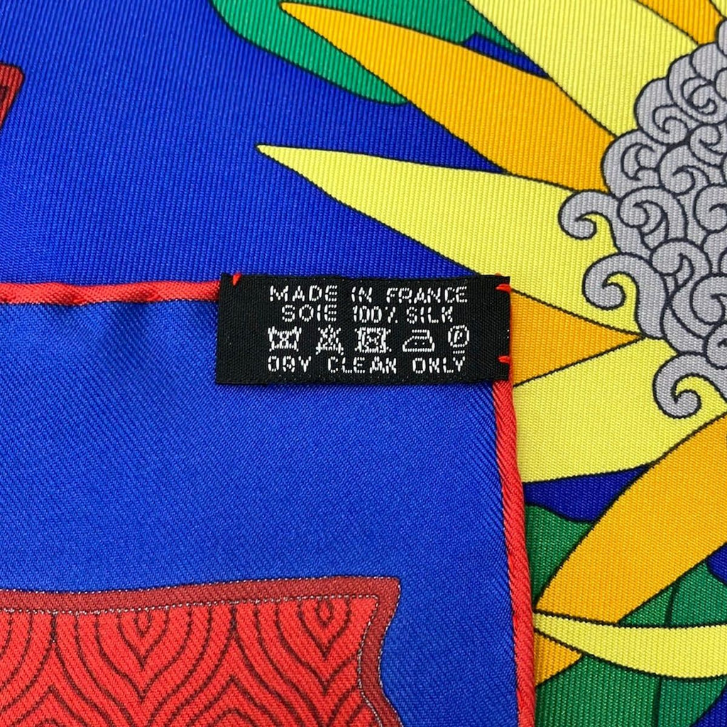 Hermes Scarf Carre 90 Blue Multi les Tresors D'un Artiste Silk — view 3