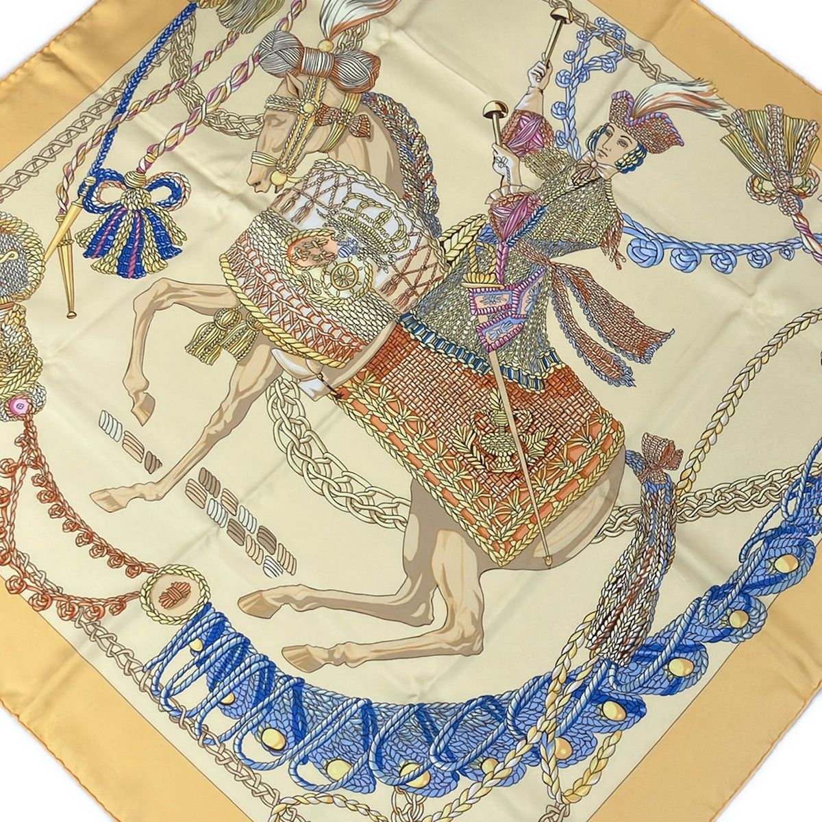 Hermes Scarf Carre 90 Yellow Multi le Timbalier Tipani Performer