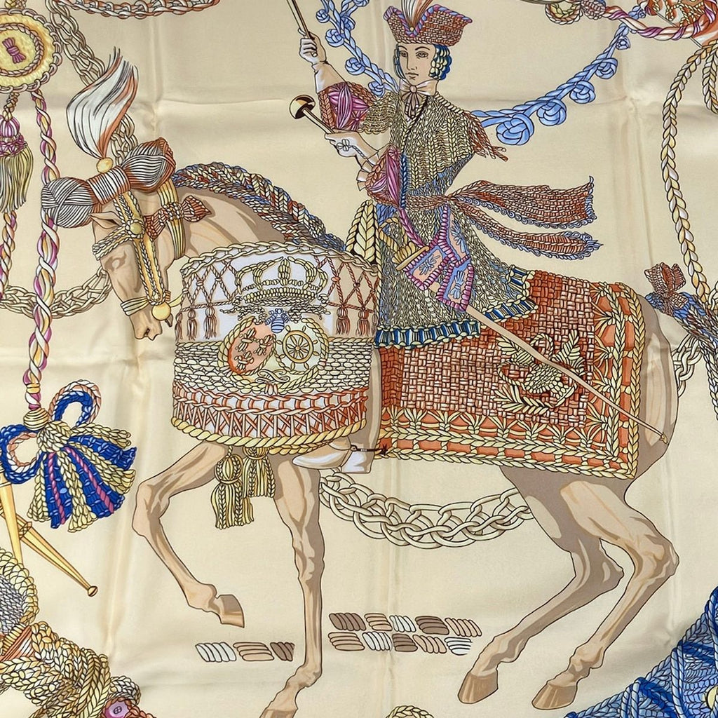 Hermes Scarf Carre 90 Yellow Multi le Timbalier Tipani Performer — view 4