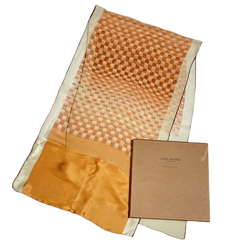 Louis Vuitton Damier Scarf Silk 100% Orange