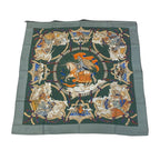 Hermes Carre 90 Cavaliers Des Nuages Scarf Green Silk