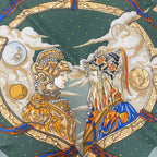 Hermes Carre 90 Cavaliers Des Nuages Scarf Green Silk — view 9