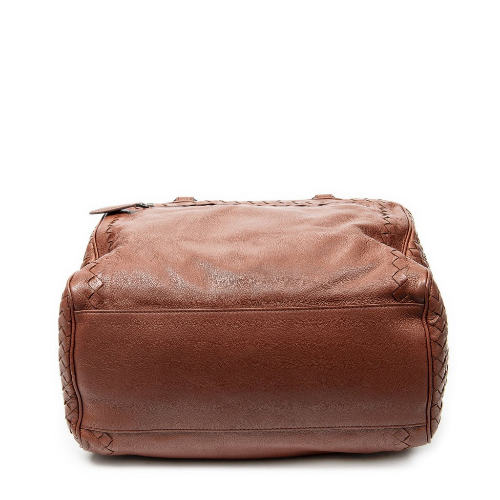Bottega Veneta Brera Brown Trim Intrecciato Leather Messenger — view 6