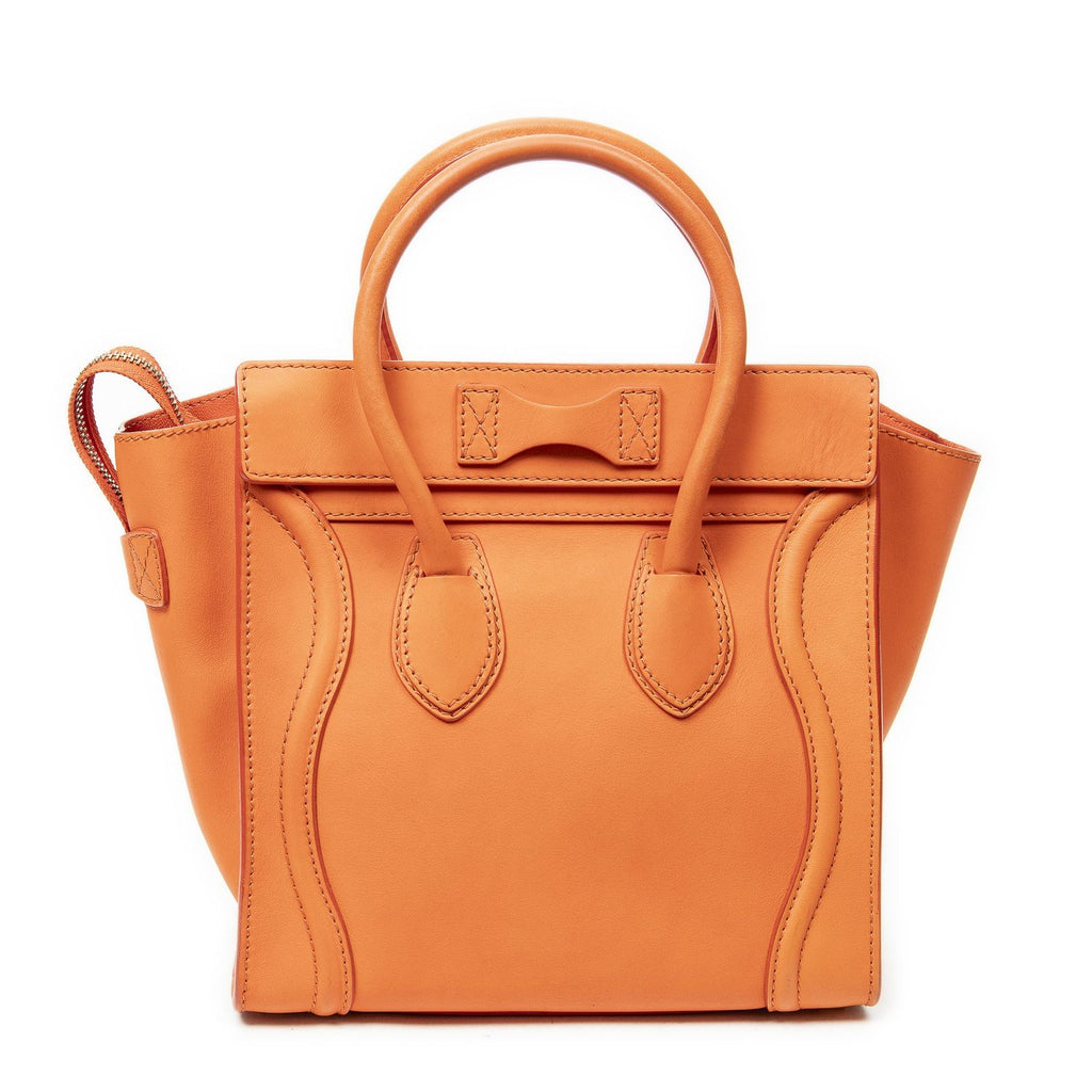 Celine Micro Luggage Orange Gray Leather — view 5
