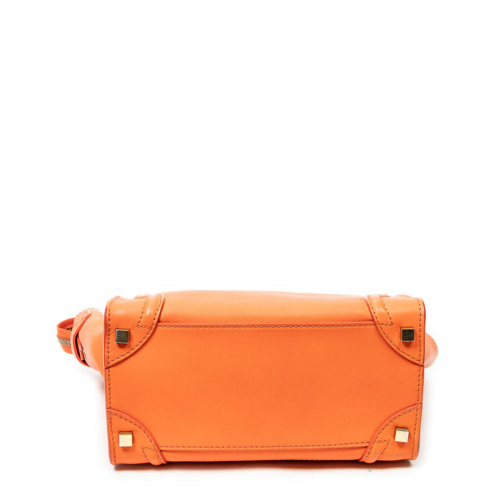 Celine Micro Luggage Orange Gray Leather — view 6