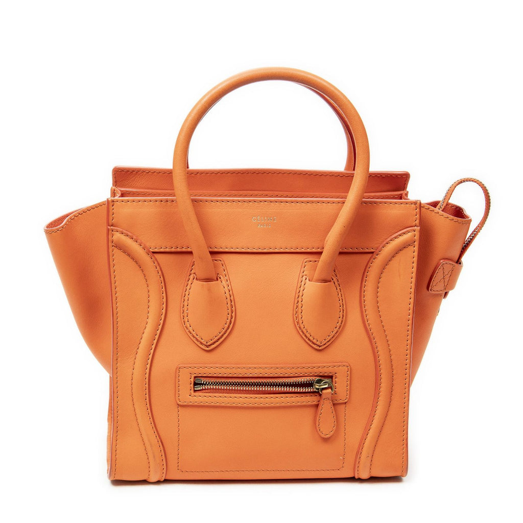 Celine Micro Luggage Orange Gray Leather