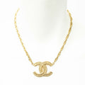 Chanel CC Logo Pendant Chain Necklace Gold Plated