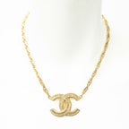 Chanel CC Logo Pendant Chain Necklace Gold Plated