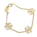 Chanel CC Rhinestone Bracelet Gold Plated