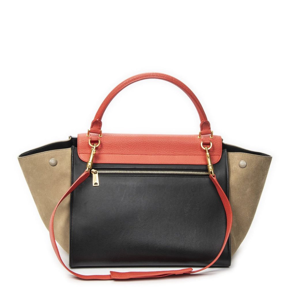Celine Midi Trapeze Red Beige Black Calfskin Leather Messenger — view 5
