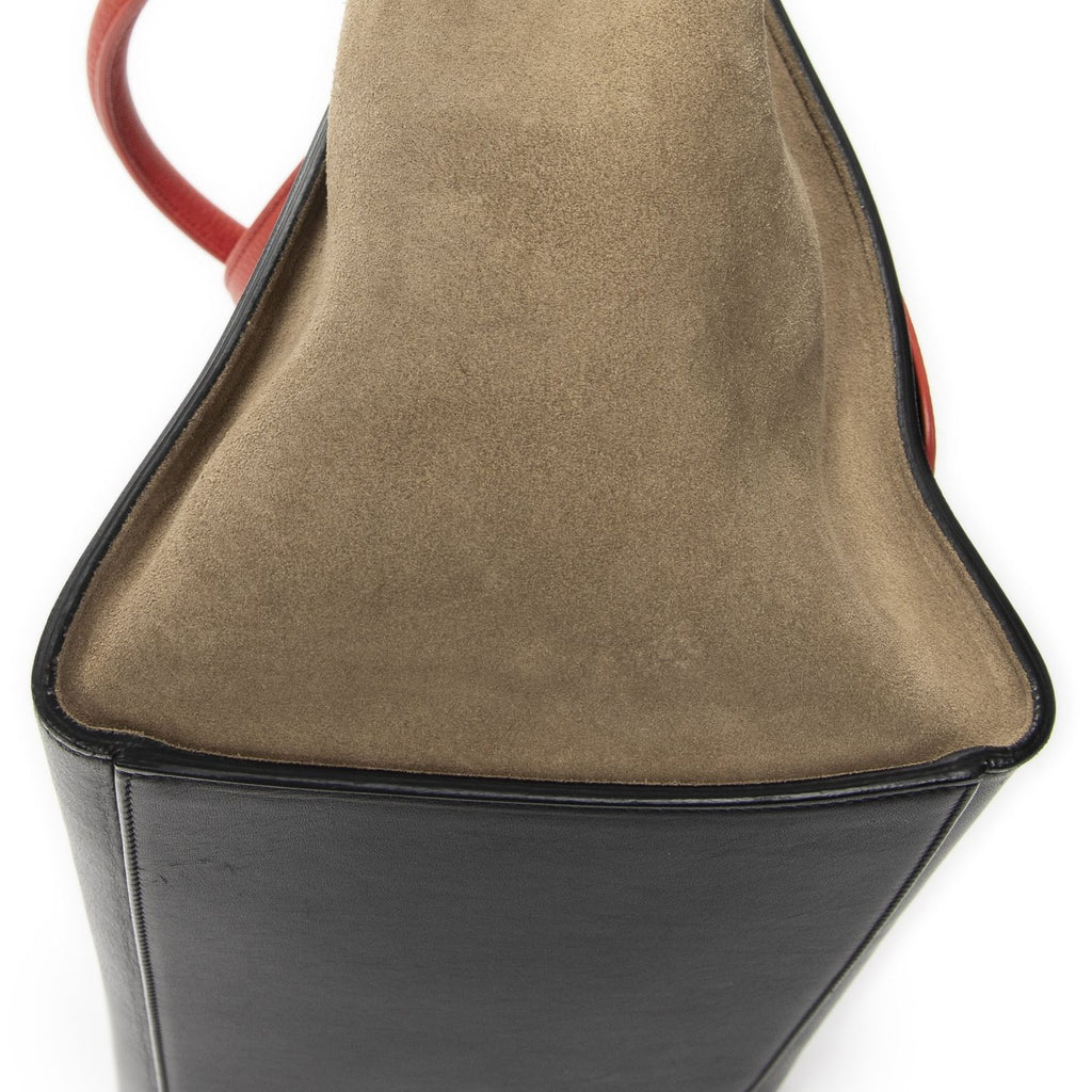 Celine Midi Trapeze Red Beige Black Calfskin Leather Messenger — view 7
