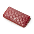 Chanel Timeless Zip Around Wallet Red Quilted Lambskin Leather
