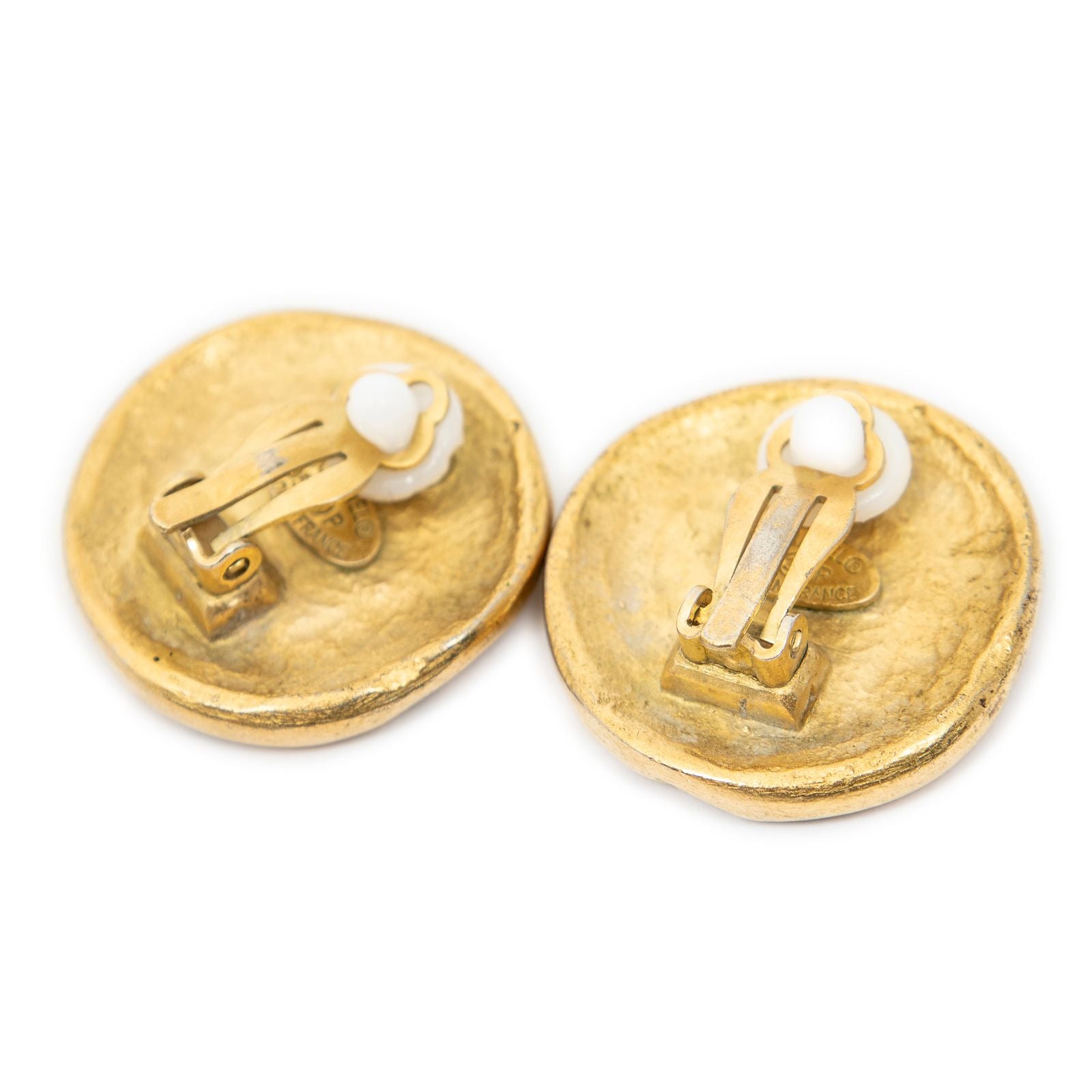 Chanel CC Logo Round Clip Type Earrings Gold Plated — view 2
