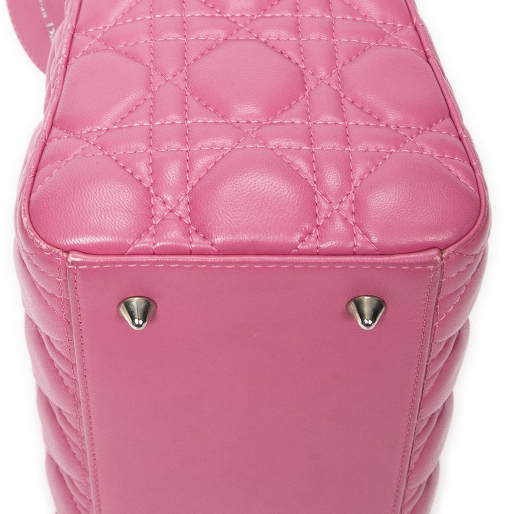 Dior Lady Dior Zip Pink Kanji Lambskin Leather Handbag — view 8